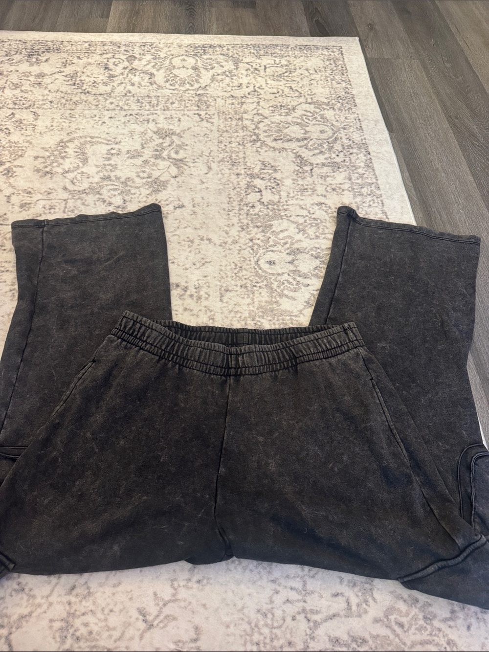 Washed Black Jogger Sweatpants with Elastic Waist